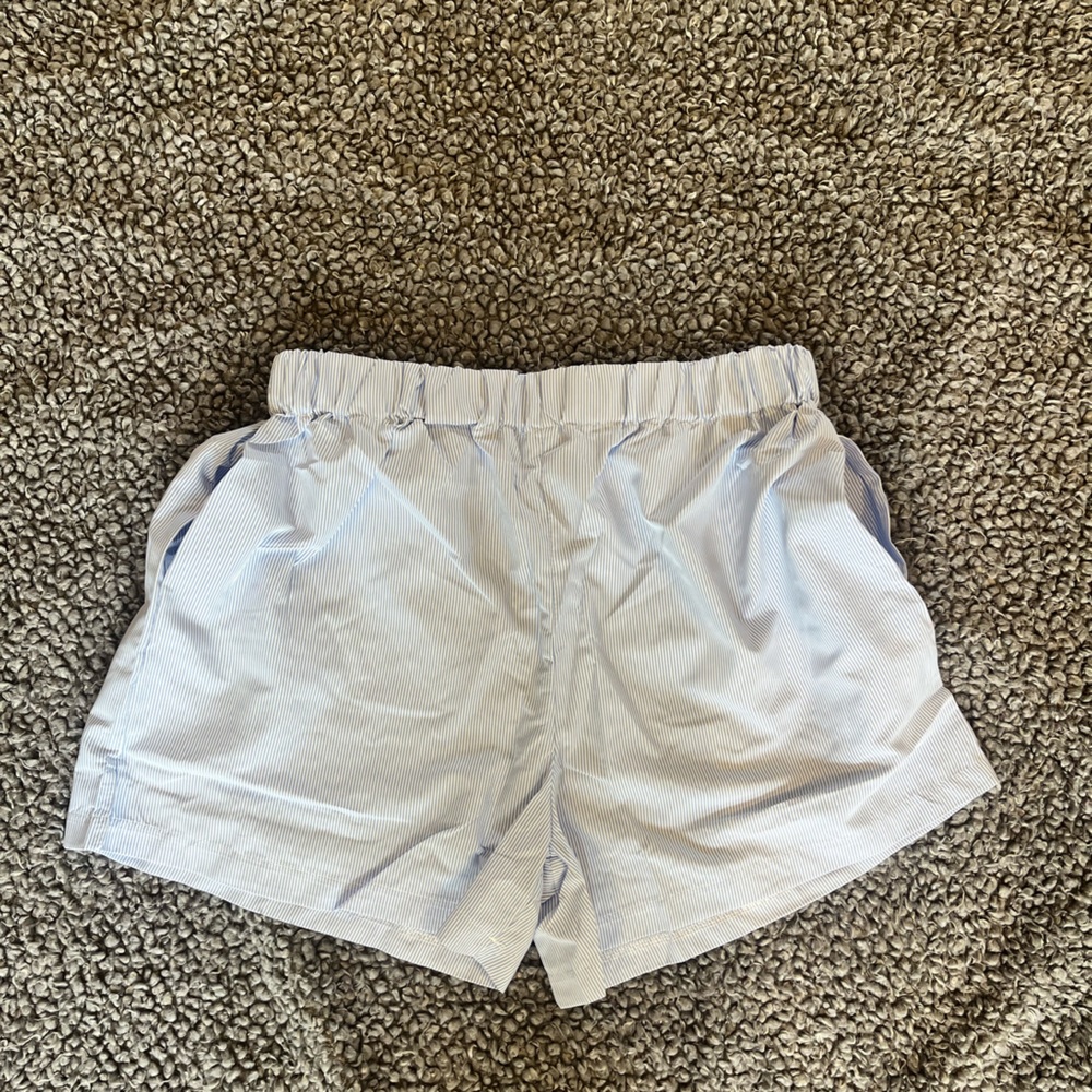 Pretty Pants lounge essentials shorts color white and blue striped size L